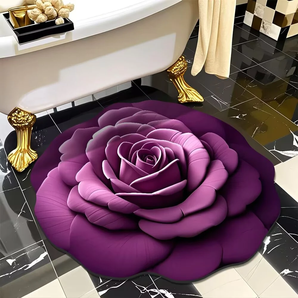 硅藻泥花朵浴室卫生间门口卧室地垫进门垫 防滑吸水