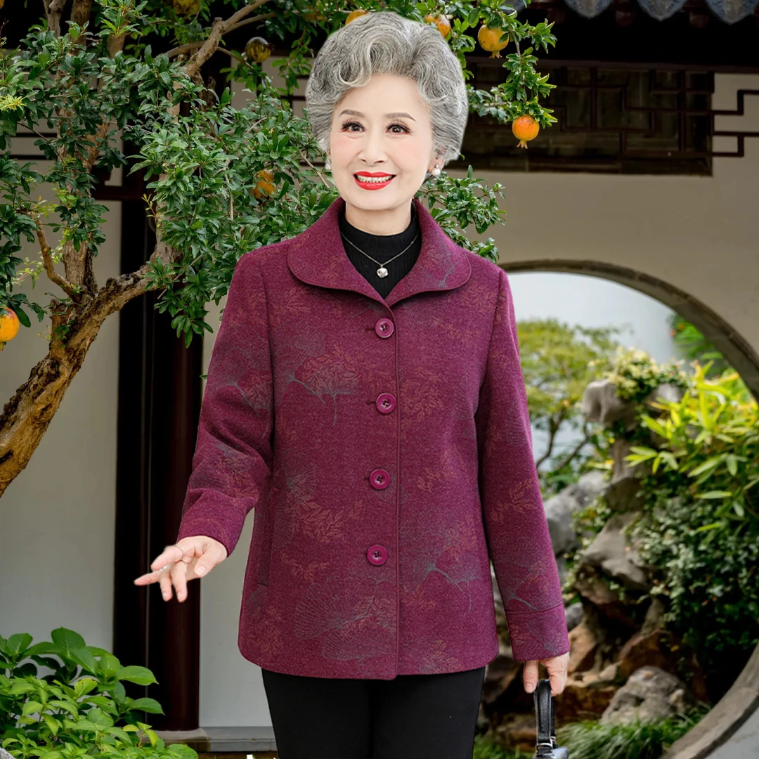 老年人外套女新款奶奶装春秋款开衫上衣60多岁妈妈装秋季宽松夹克