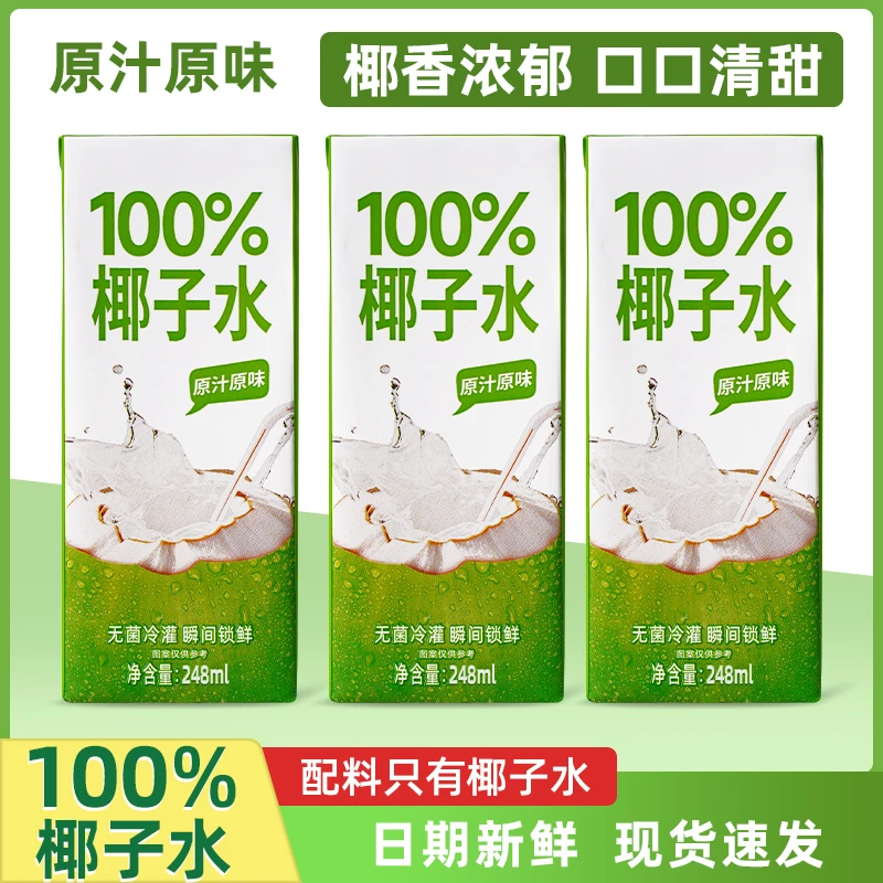 夏日椰子水运动补水248ml*10瓶装整箱水果饮品解腻椰汁饮料