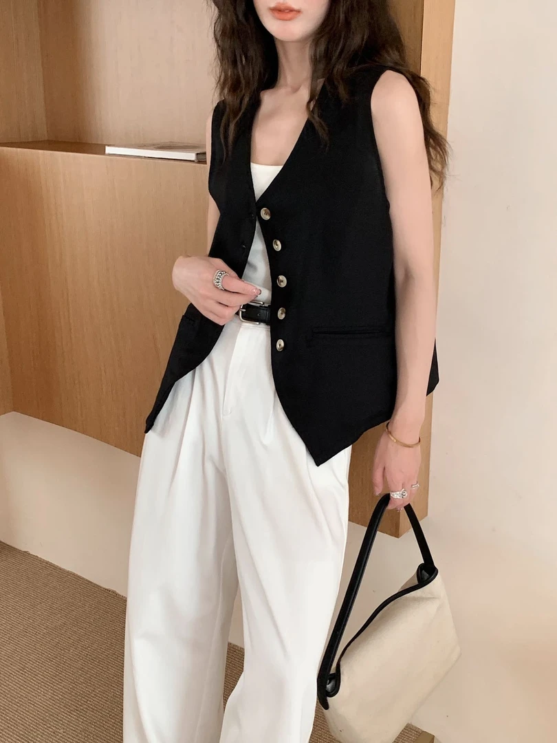 朵儿定制 夏季百搭天丝亚麻时尚马甲 IZ13