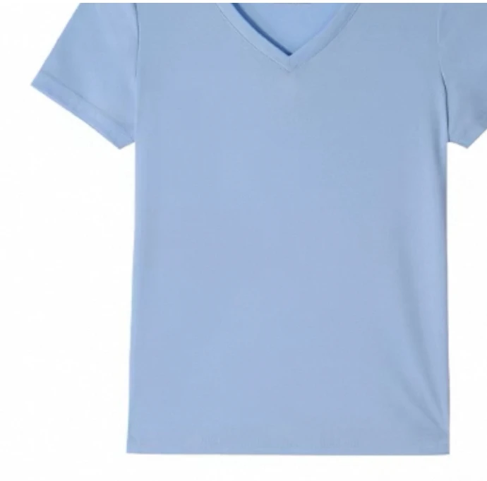 大庆仓 三代 V领凹凸标休闲百搭凉感小白T恤 女款