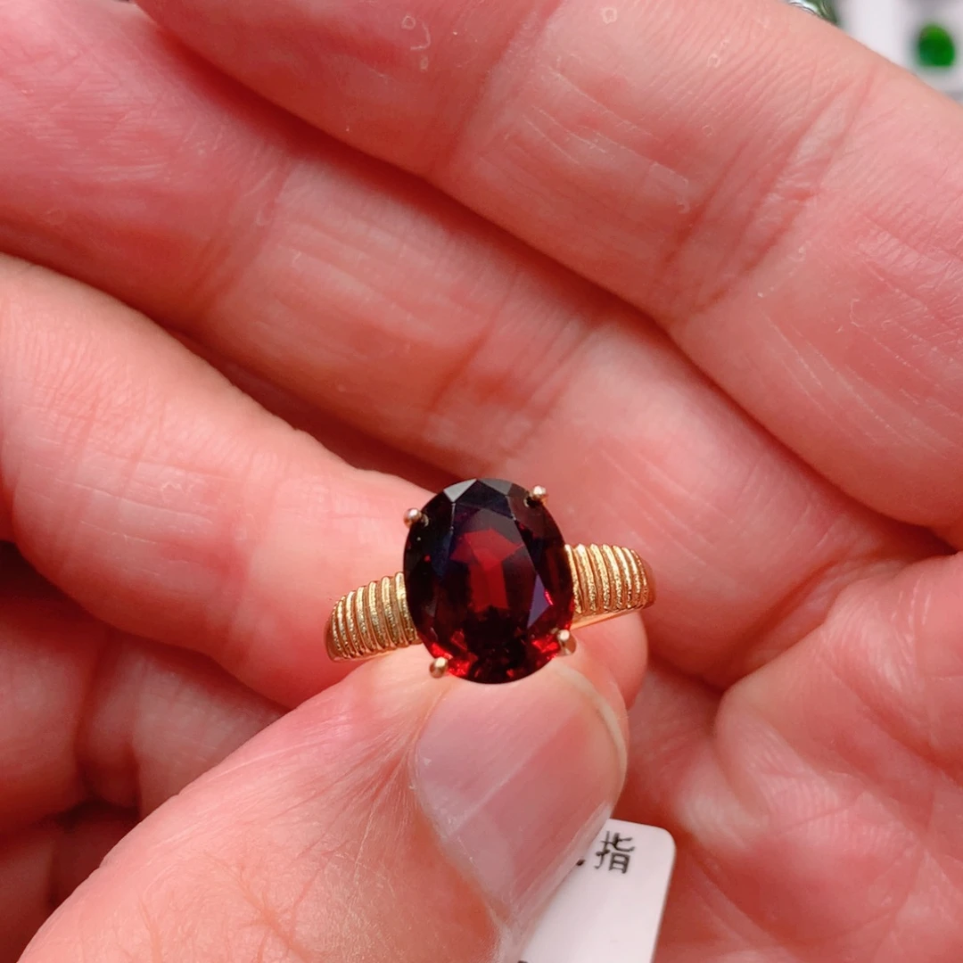 石榴石戒指银S925镶嵌