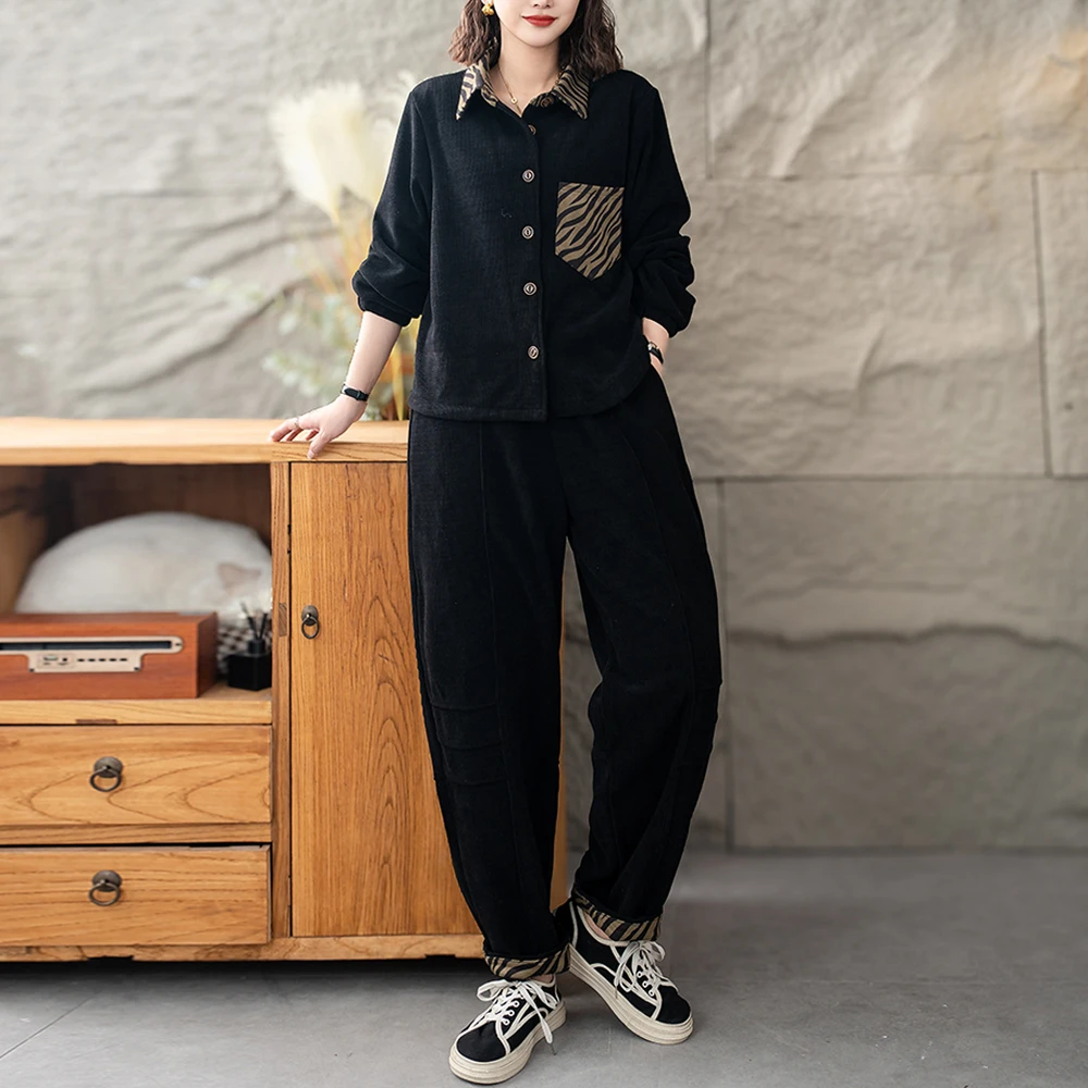 2025新款春季时尚韩版欧绵绒套装洋气休闲百搭妈妈装两件套-6102