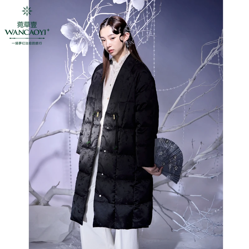 菀壹雀妖系列女中长款冬季新款时尚V领Y05211453