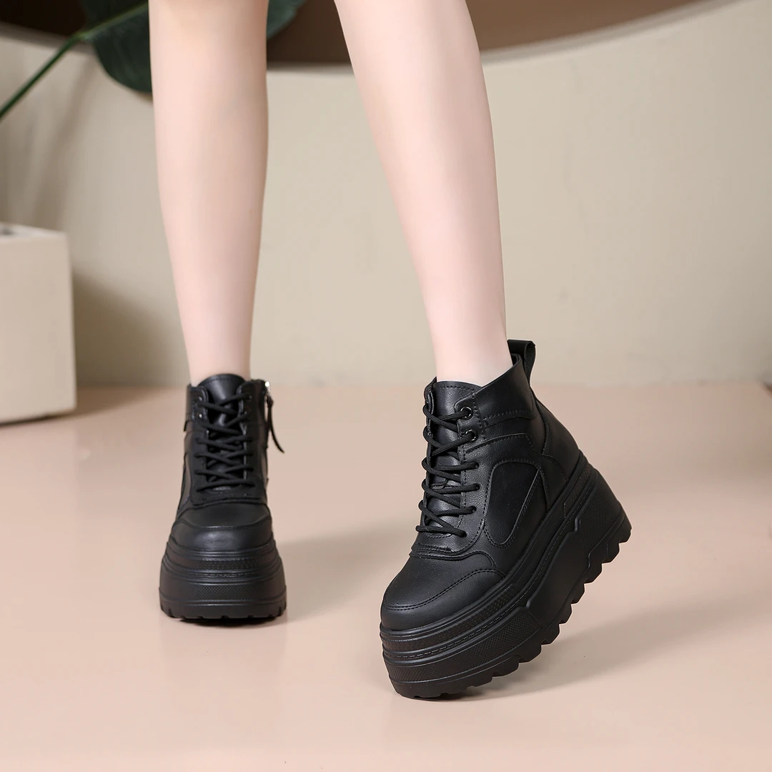 【跟高8CM】厚底小白鞋小个子平底鞋时尚百搭轻便高跟鞋运动休闲鞋