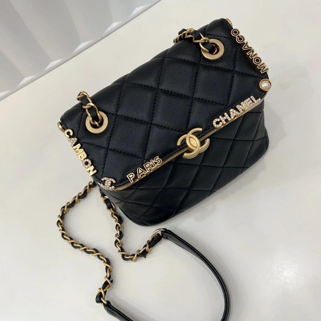 99新 Chanel/香奈儿 7姐专场/ 23C黑金Kisslock 垃圾桶