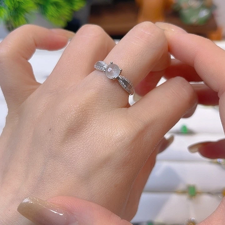 翡翠戒指银S925镶嵌我