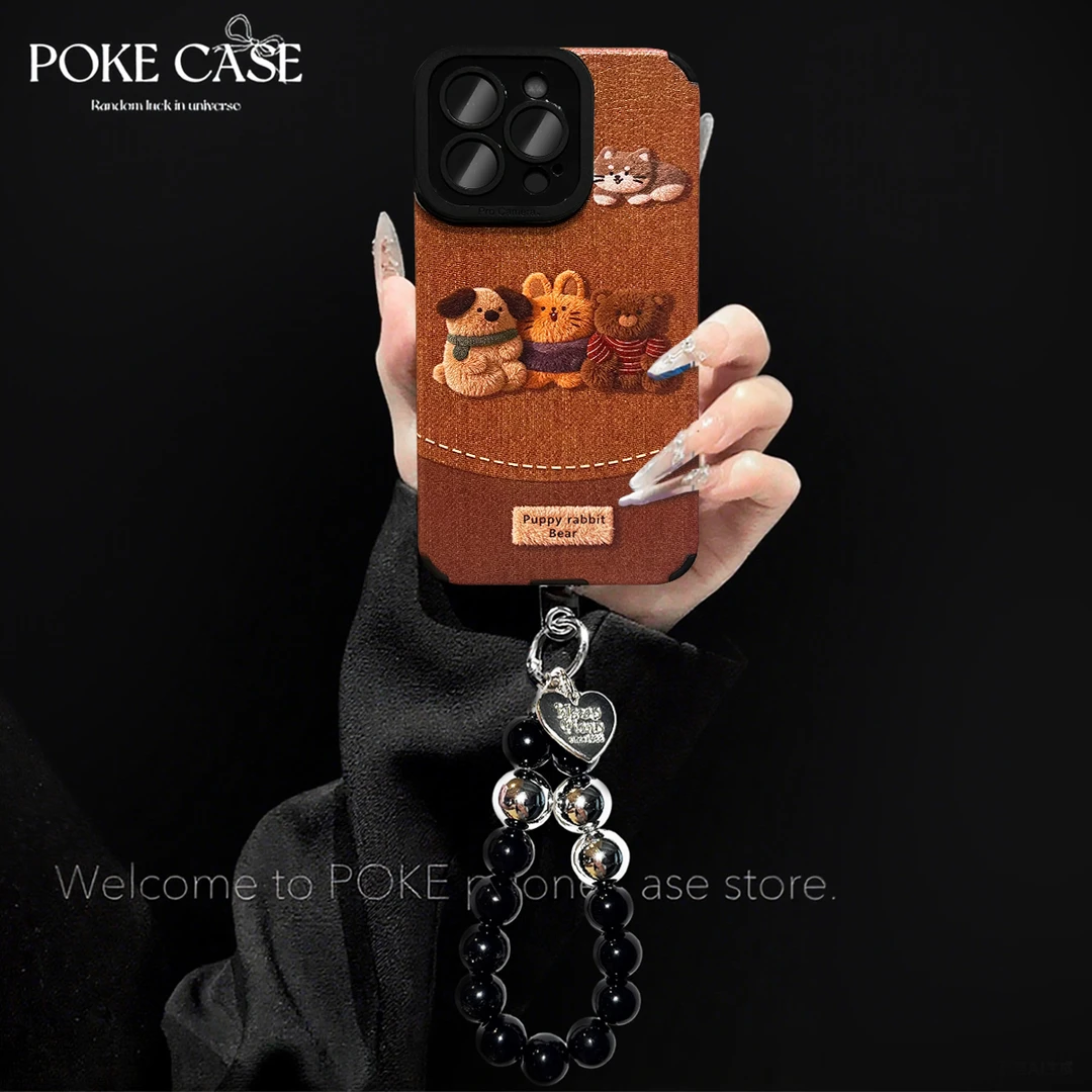 轻奢瞳眼复古棕萌宠适用于苹果17PRO华为vivo小米oppo手链手机壳