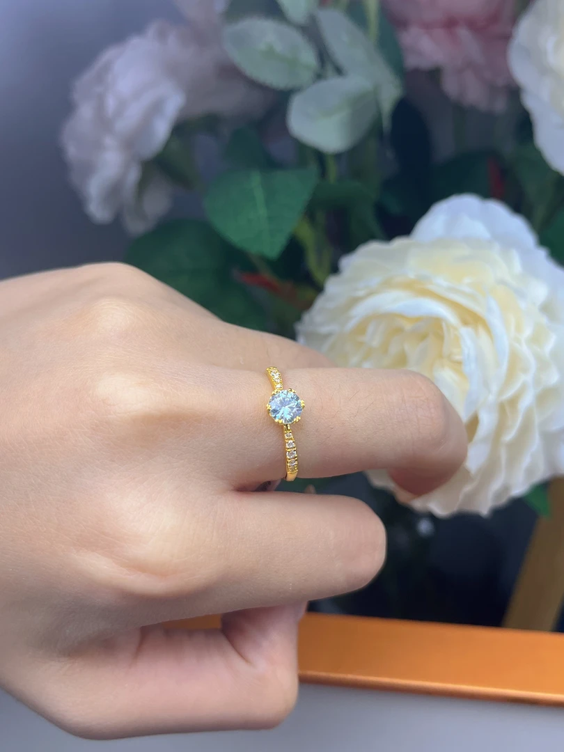 【足金999】碎冰冰蓝戒指 5D工艺（款号27X5GZD16461）