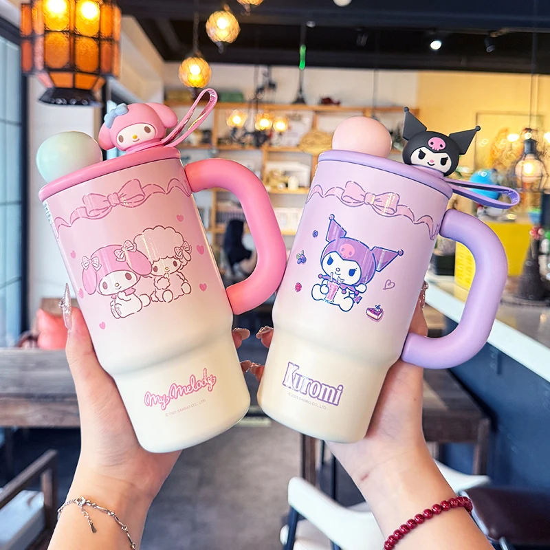 可爱库洛米冰霸杯大容量夏季吸管保温杯爆款2025新款少女心花茶杯