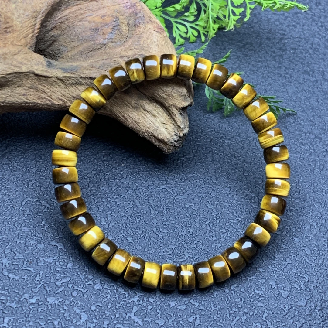 【金钰尚品】天然黄虎眼精工药片手串7m高品质闪电纹百搭时尚男士款