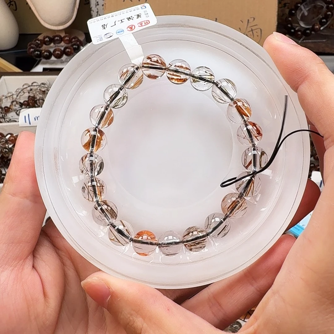 发晶手链未镶嵌天然水晶黑金超七直播间多样性发一