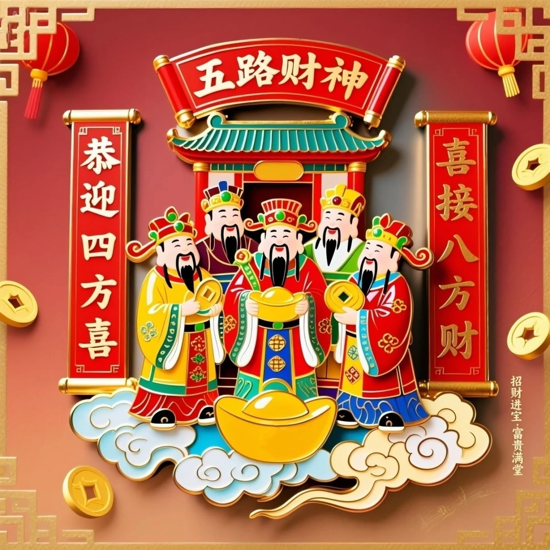 五福临门节日礼品金属冰箱贴旅游纪念景点创意创意珐琅文创冰箱贴