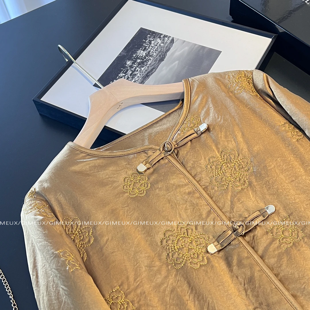 新中式国风短款棉服女2025冬季新款盘扣刺绣外套加厚保暖上衣潮