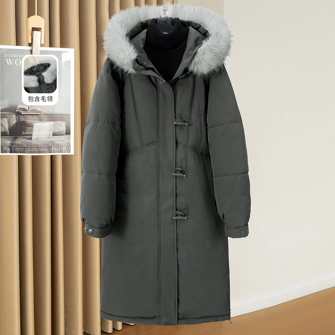 丝柏舍2025冬装新款女装时尚简约宽松款连帽中长款棉衣S54F0048H