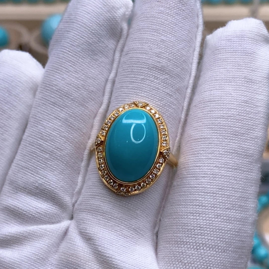 绿松石18K金镶嵌珠宝奇石