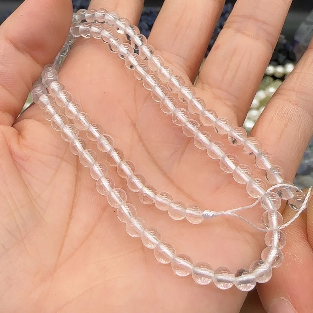 玛瑙/玉髓合金珠宝半成品白水晶4mm一条