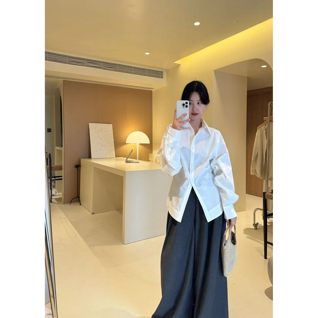 欧货高级收腰休闲百搭纯色衬衫外套女春夏气质通勤时尚防晒上衣潮