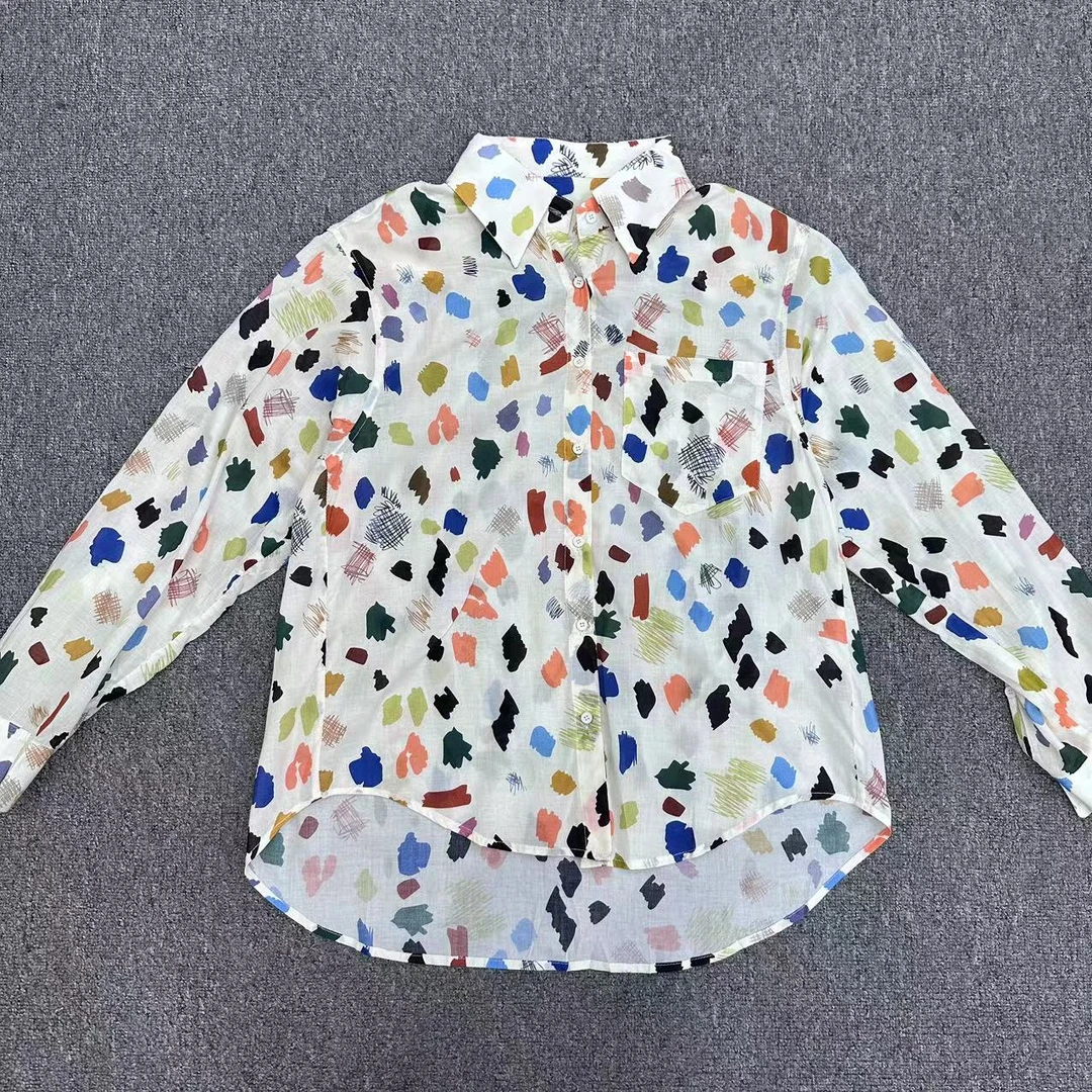 【周周家】5986濮院夏季亚麻彩色衬衫女士休闲时尚街头风