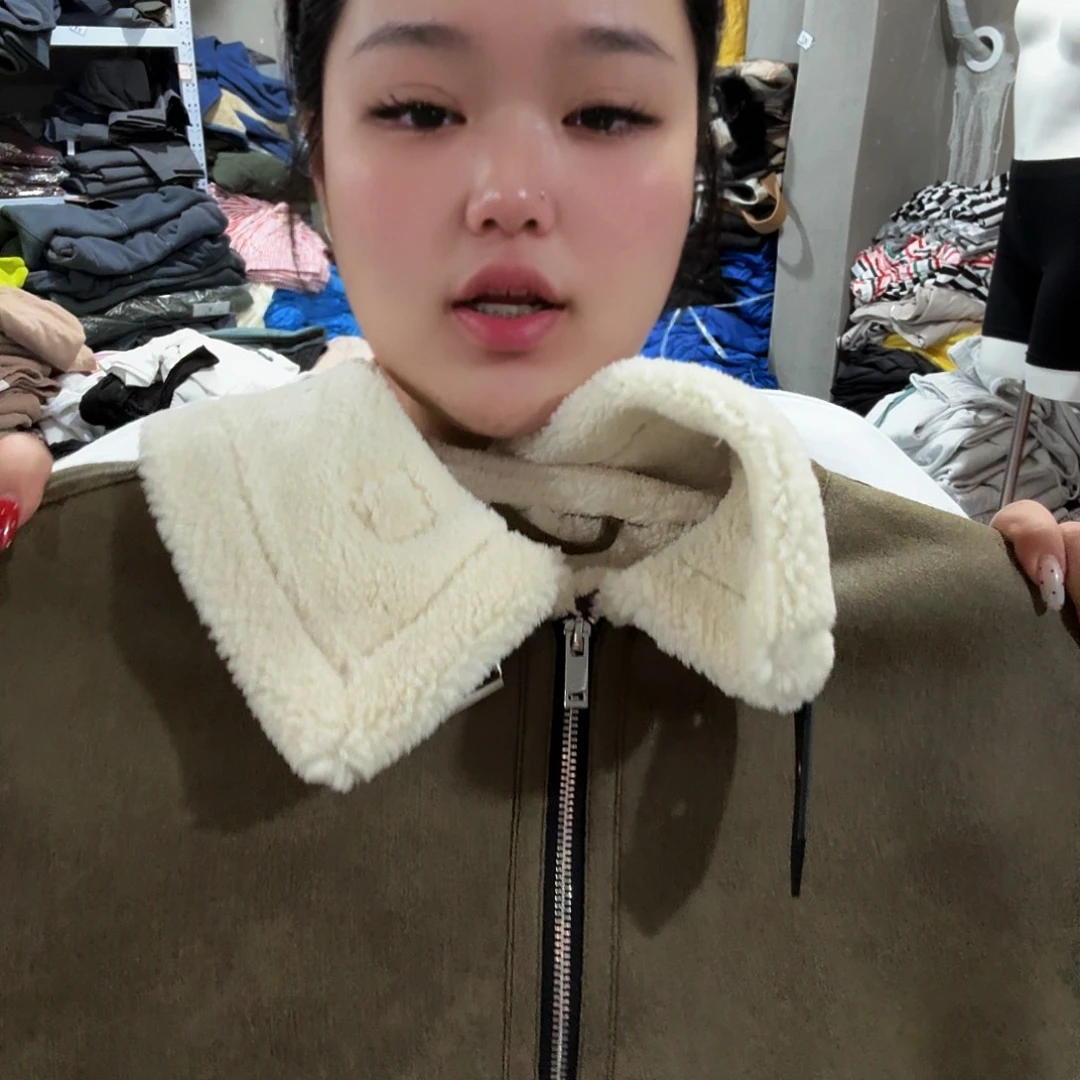 皮毛一体羊羔毛外套M