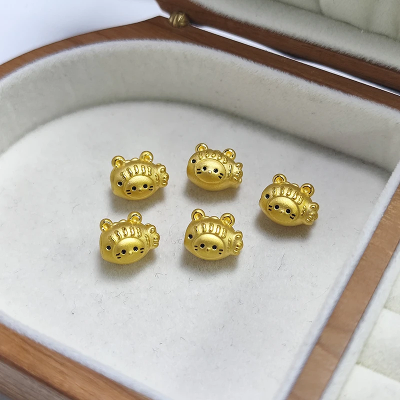 足金999黄金法棍鲷鱼烧凯蒂猫转运珠可爱diy手链情人节送女友礼物