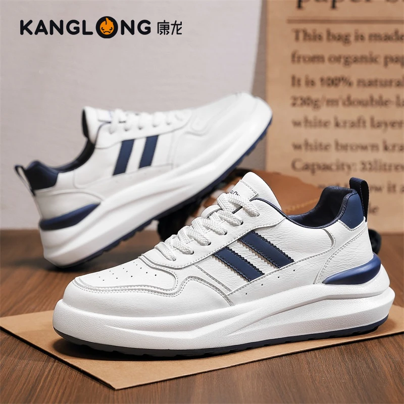 康龙干净感痞帅秋季男款厚底板鞋透气时尚潮流百搭青少年小白鞋