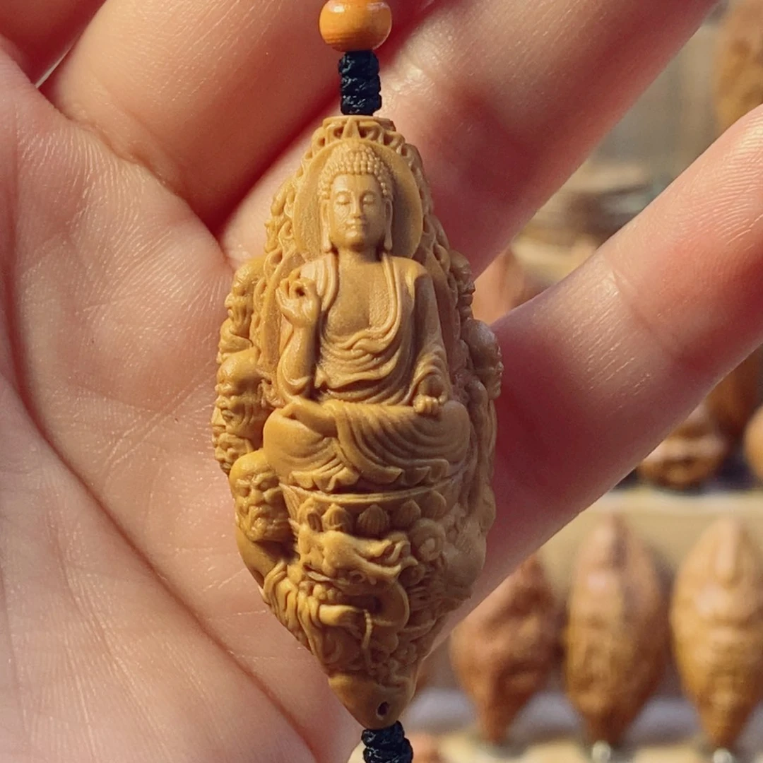 橄榄核手串/手链十八罗汉拜如来微花
