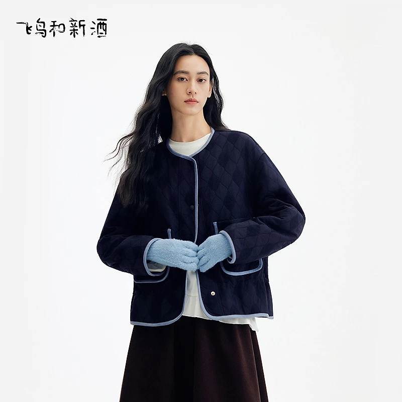 【新】飞鸟和新酒冬季休闲宽松保暖肌理感短外套女FD57072081