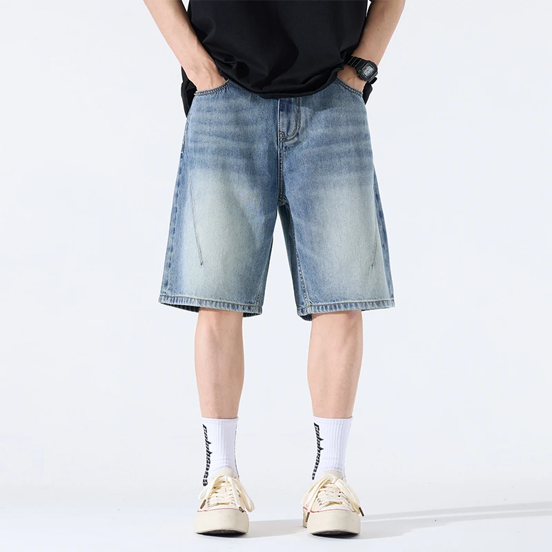 复古短裤无弹薄款中腰夏季牛仔裤潮流水洗多巴胺穿搭