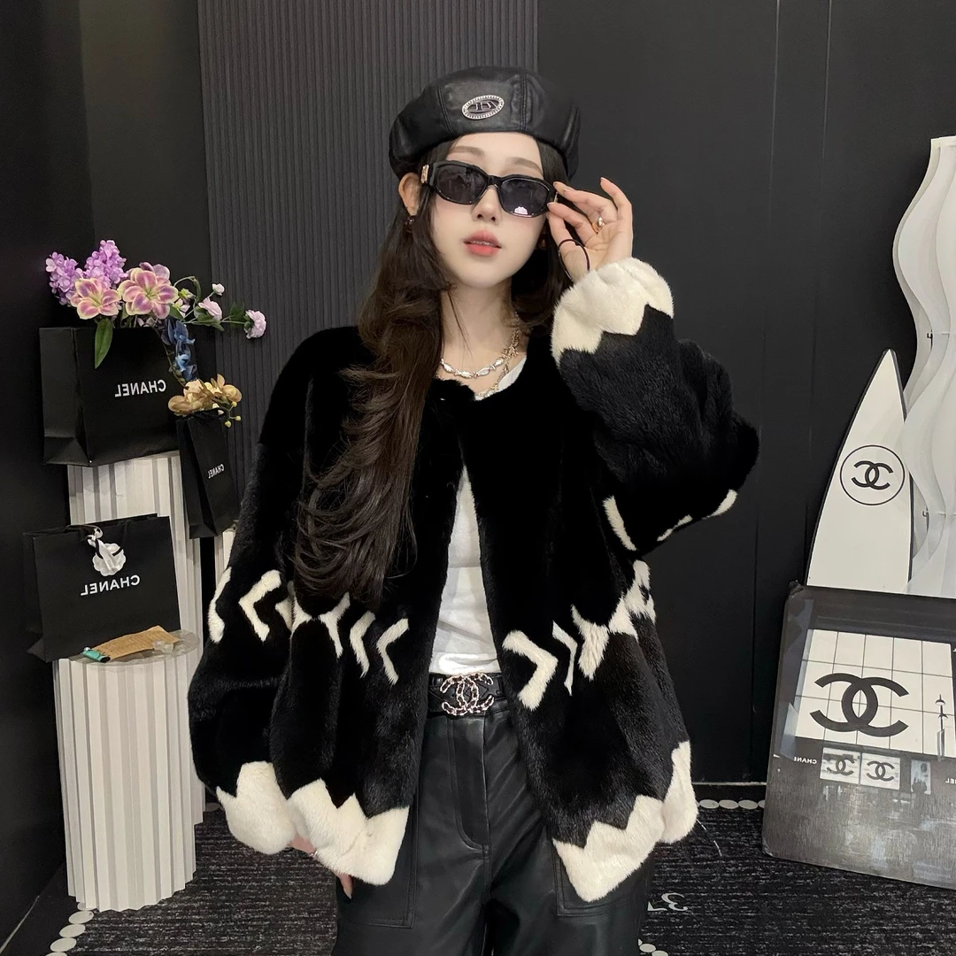 【费尔岛街区】秋冬女士高级休闲时尚轻奢设计师款水貂外套——99-799