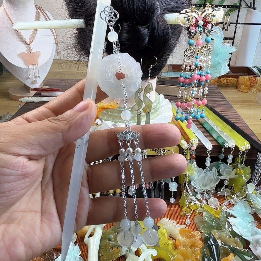 蛇纹石玉合金发饰