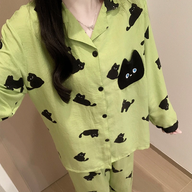 2025新款可爱卡通春秋季长袖睡衣女可外穿亲肤舒适休闲家居服套装