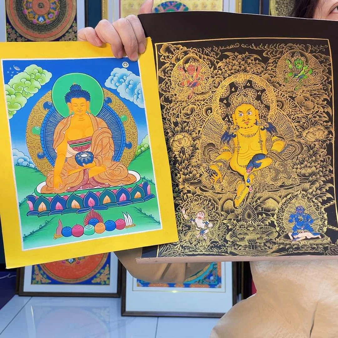 卷轴画高**狼手绘唐卡 两幅