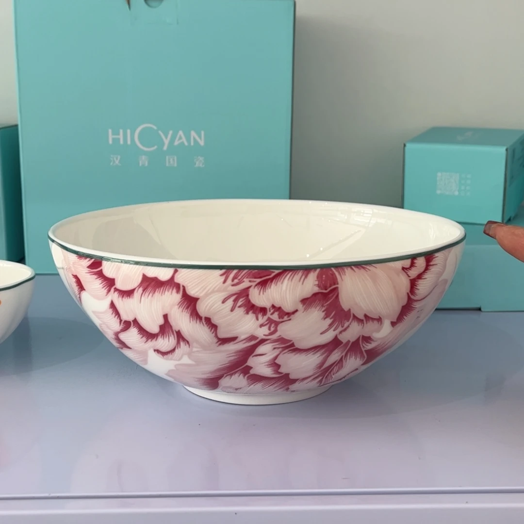 瓷片花好月圆9寸汤碗