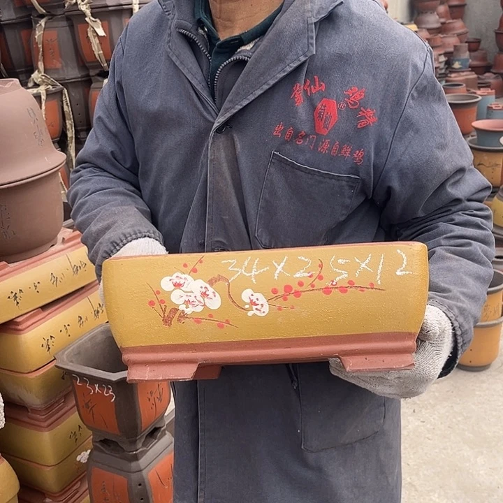 紫砂紫砂花盆和小