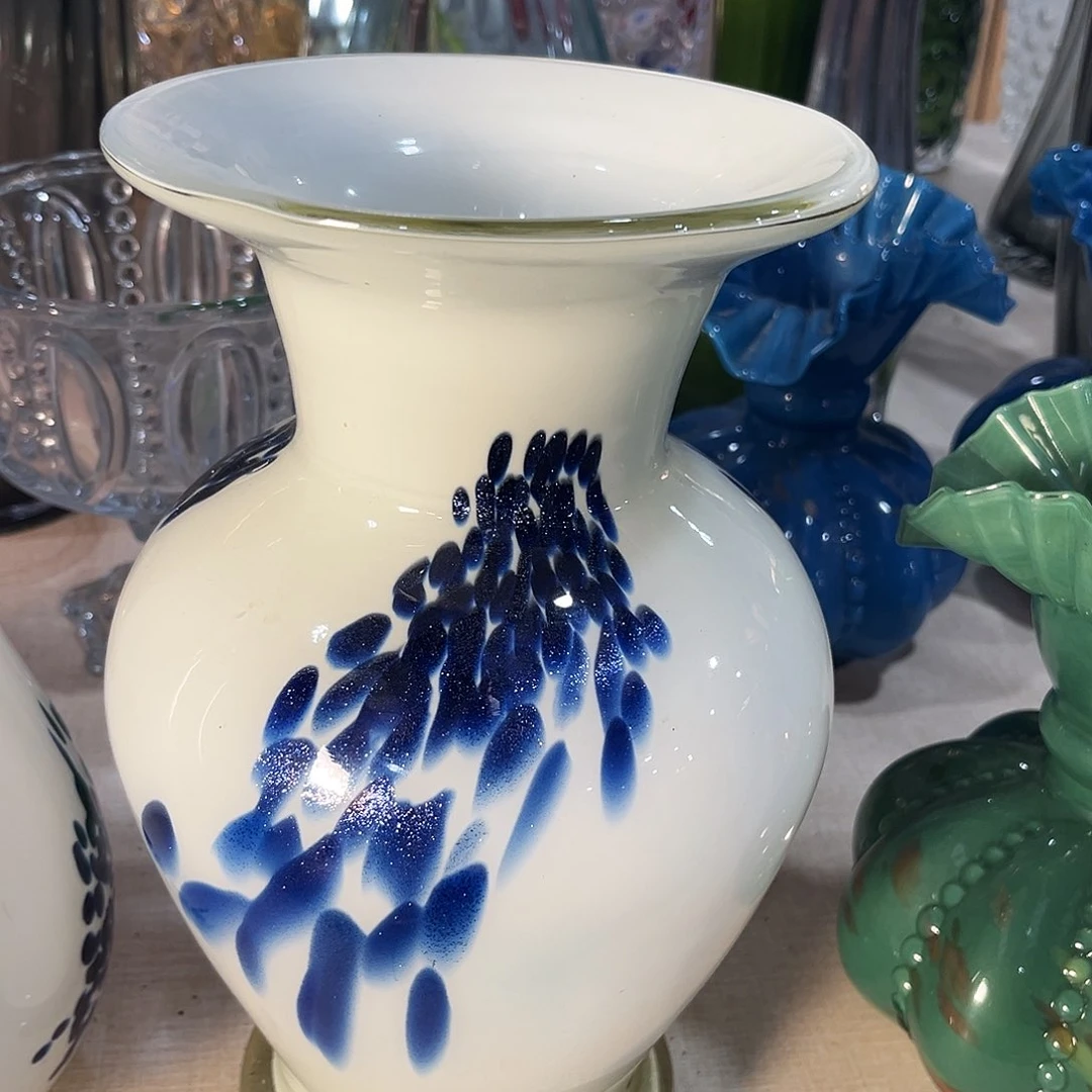 水晶花瓶青花瓷洒金大的