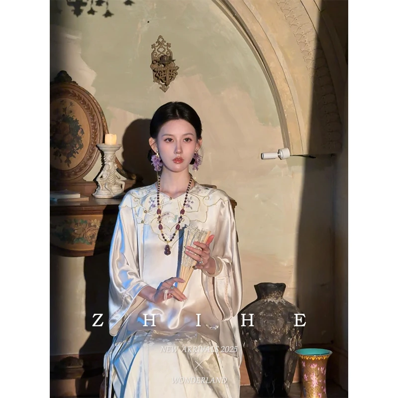 无艳一禾【上玄月】原创国风新中式女装醋酸重工刺绣上衣改良马面裙