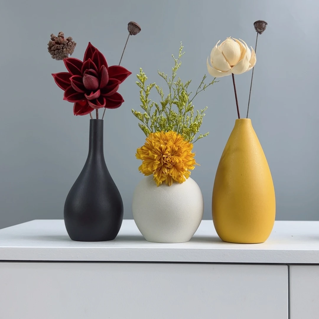 摆件陶瓷小花瓶摆件含花总高约20-30cm