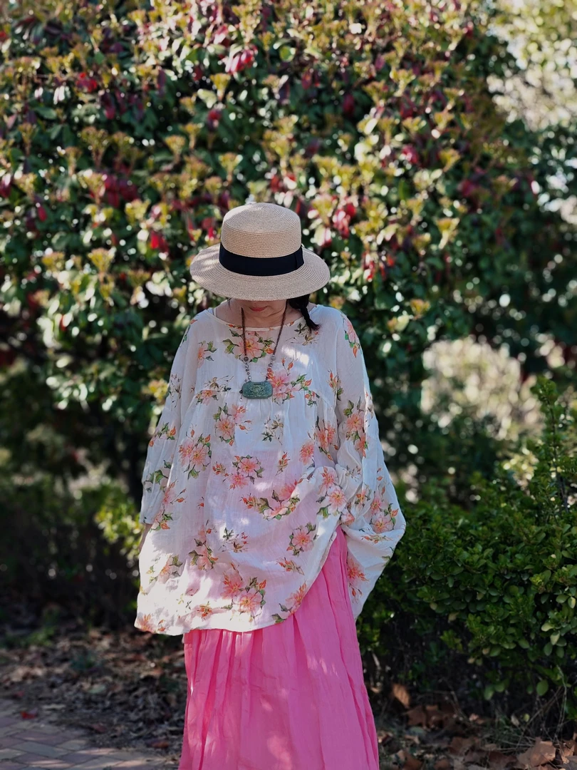 花意潮-2503花色苎麻上衣碎花百搭印花汉元素宽松古风国风夏季