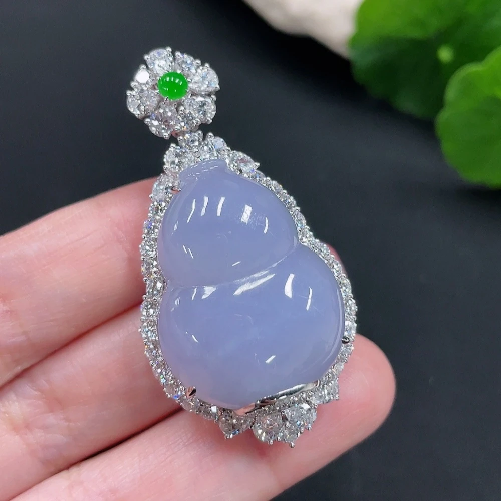 【特价】18K翡翠紫色葫芦挂件吊坠时尚手工气质轻奢百搭精美素款