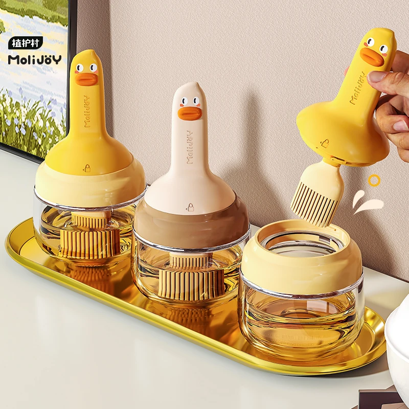 油刷家用耐高温油瓶一体玻璃食品级厨房烙饼烘焙烧烤硅胶刷子带瓶