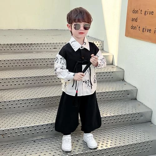 儿童装男童汉服套装春秋款2025新款帅气中国风古风春季古装春装潮