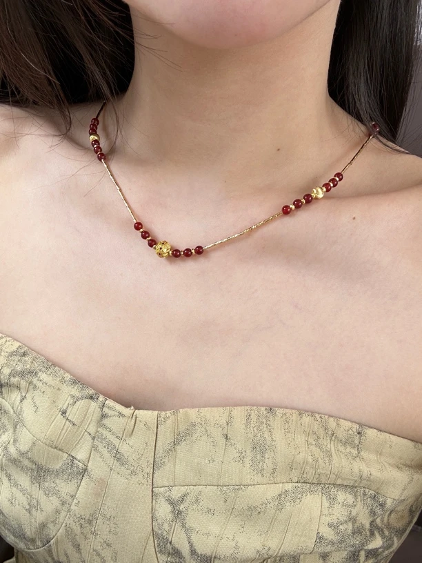 A7红玛瑙竹节项链