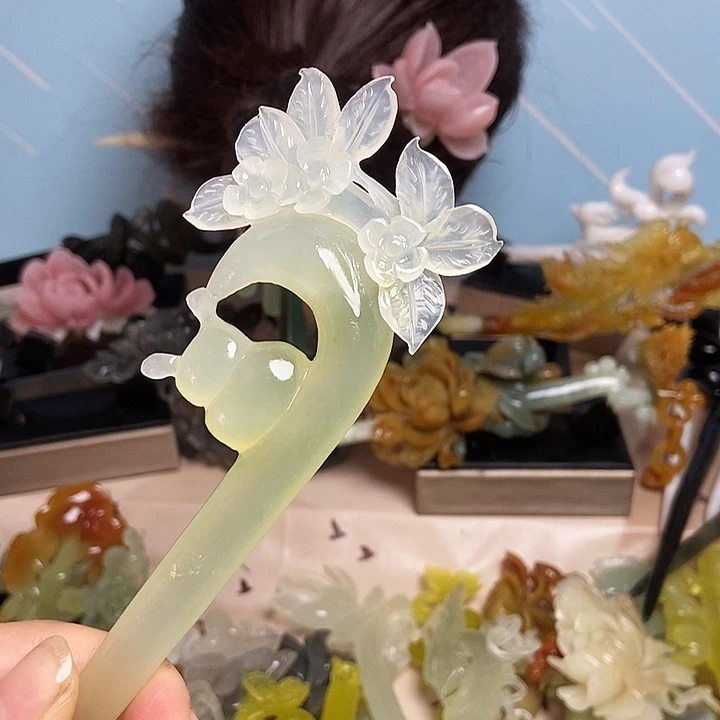 岫玉未镶嵌发簪发簪