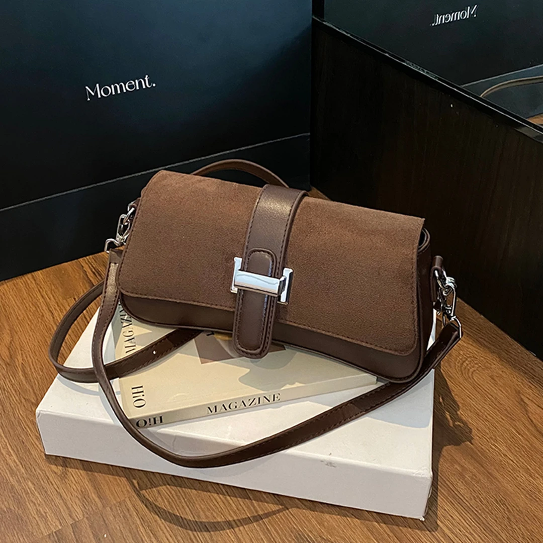 法式复古磨砂腋下包2025新款高级感通勤小方包秋冬撞色单肩斜挎包