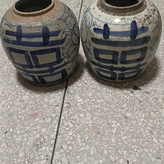 摆件双双双喜临门罐罐摆件青花陶瓷摆件青花陶瓷摆件