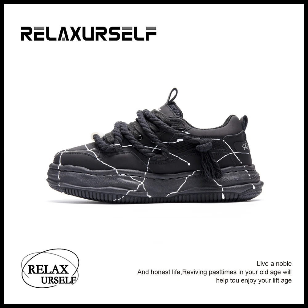 RELAXURSELF干净痞帅潮牌国潮鞋厚底潮鞋透气百搭男鞋增高鞋子