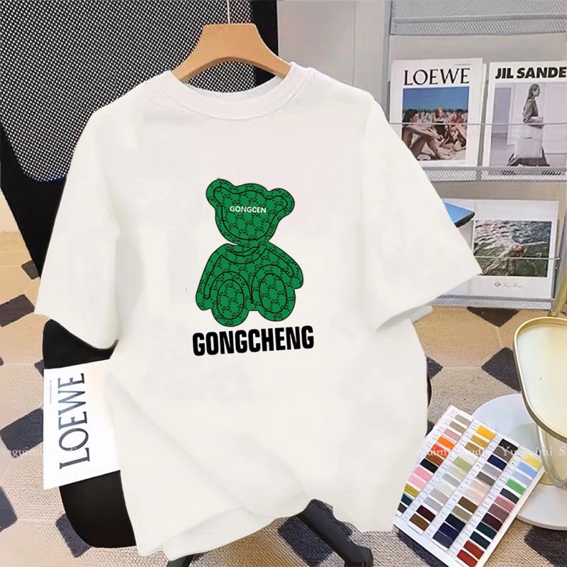 小绿熊2025年新款男女同款情侣夏季棉T恤夏季宽松百搭圆领短袖