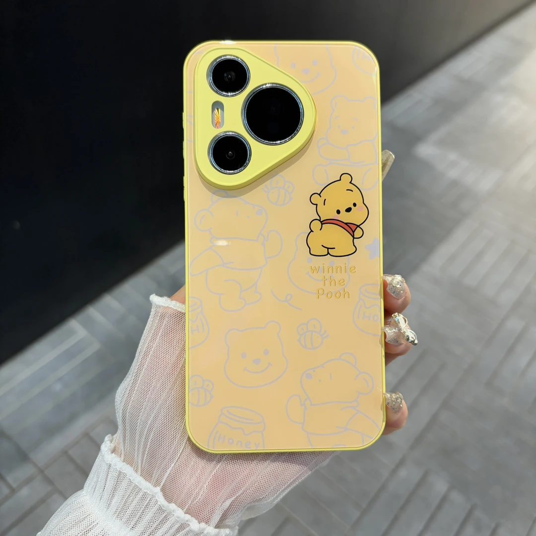 苹果/华为/oppo/vivo/小米 萌宠维尼熊适用pura70肤感玻璃手机壳