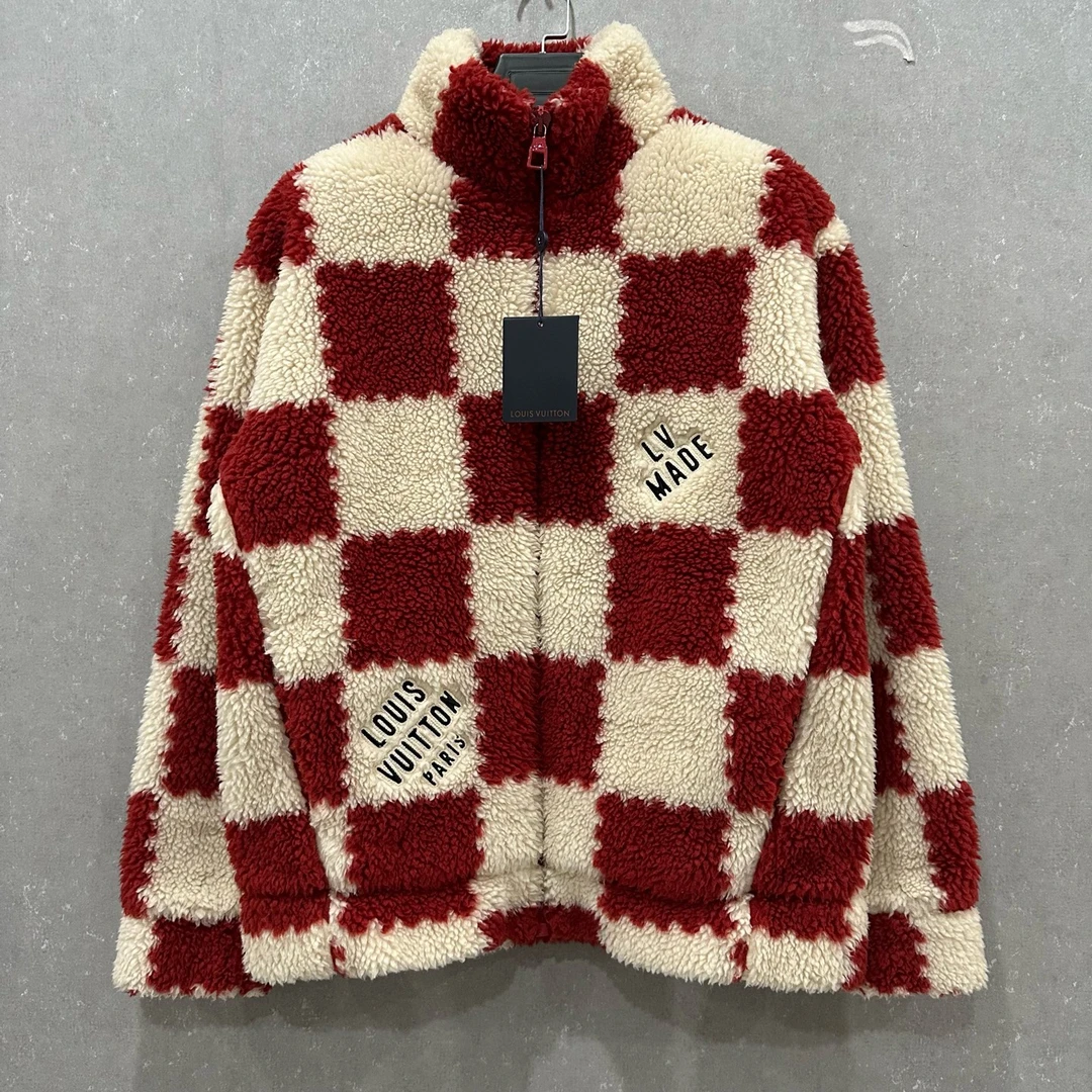 未使用 LouisVuitton/路易威登 白红棋盘格泰迪外套 XL码005957